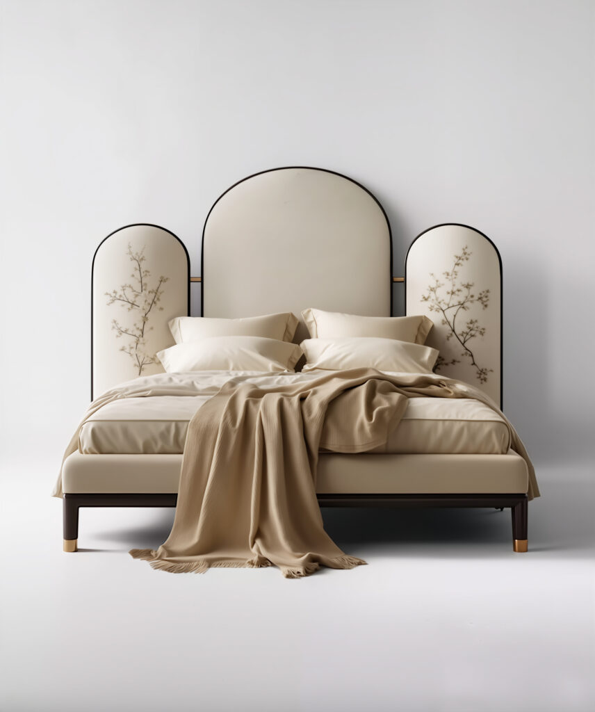 Cama con cabecera tipo biombo